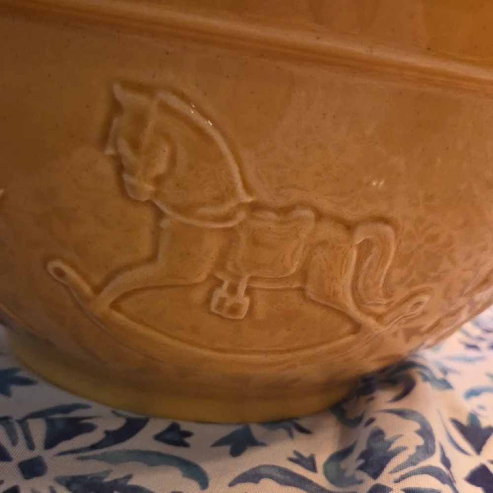 Artisan Embossed Tan Ceramic Bowl